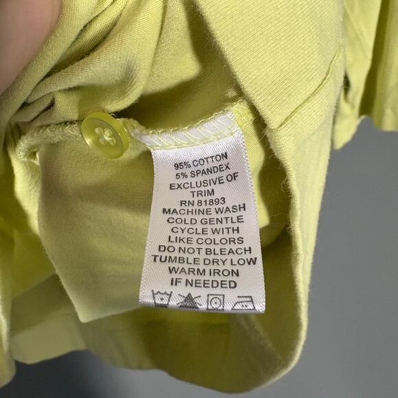 D & Co Yellow Green Pleated Front Boho Minimalist Top - 2X - Women's Plus Size - Picture 6 of 7